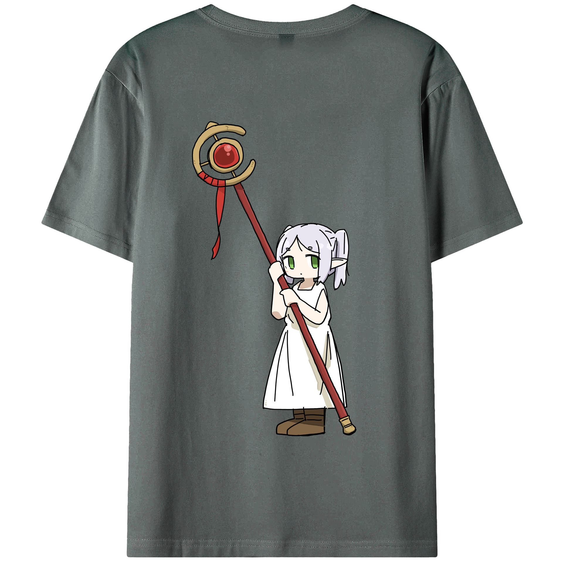 （画像用） 葬送のフリーレン Frieren 綿100％半袖Tシャツ（背面プリント）